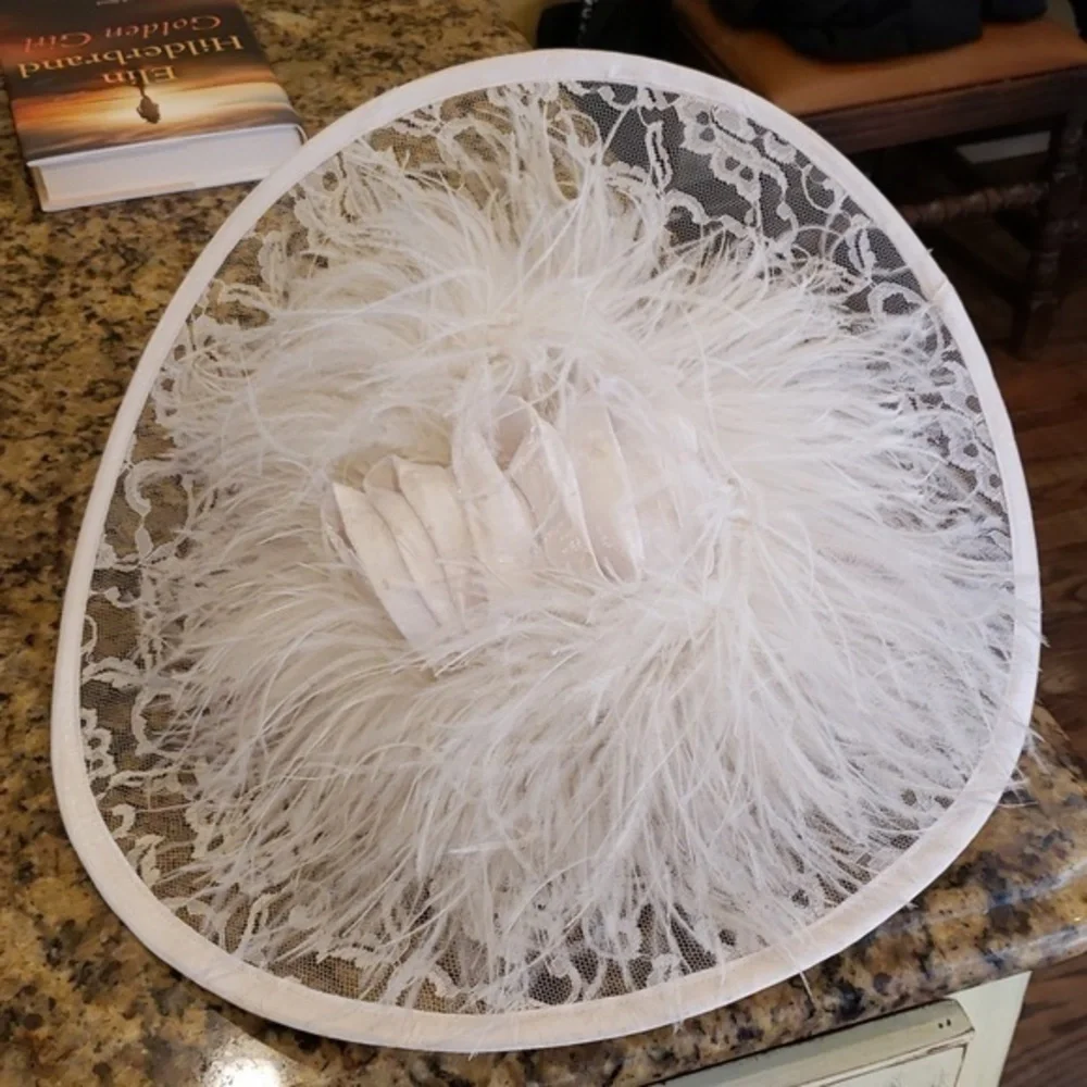 Vintage WHITE‎ FEATHER DERBY CHURCH TEA VINTAGE HAT - Picture 11 of 11